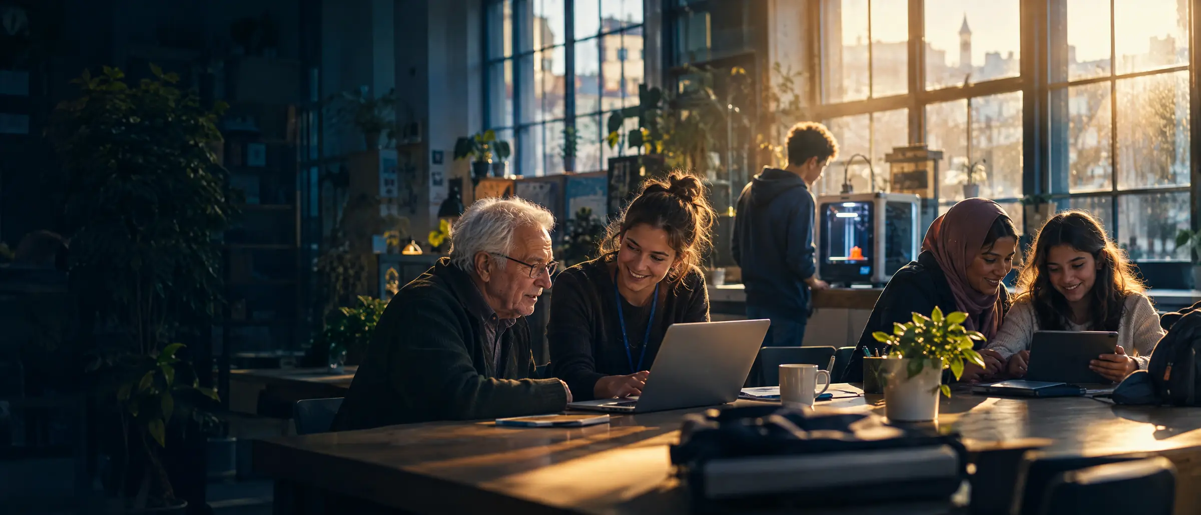 Des habitants de tous âges apprennent le numérique ensemble à la Maison du Numérique d'Évreux